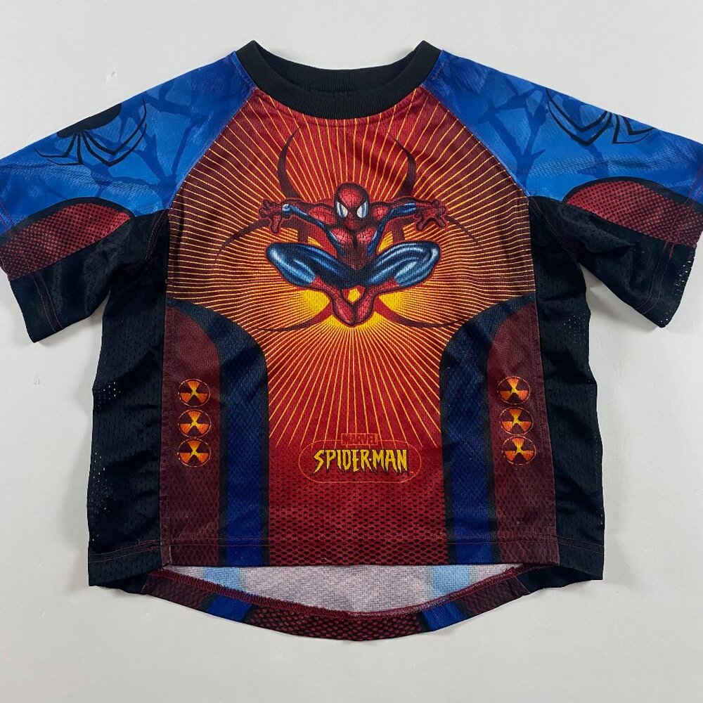 Vintage 2002 Spiderman The Movie Jersey Shirt Boy's Kids Size 6